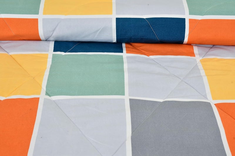TIB TIB The Intellect Bazaar Glace Cotton AC Comforter Set Single Size Single Bed with 1 Flat bedsheet-60x90 inch and ONE Pillow Covers (Pack of 3) Box Multi  - Image 2