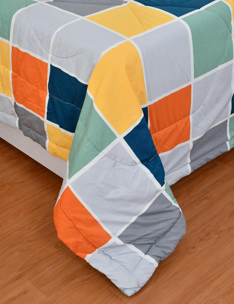TIB TIB The Intellect Bazaar Glace Cotton AC Comforter Set Single Size Single Bed with 1 Flat bedsheet-60x90 inch and ONE Pillow Covers (Pack of 3) Box Multi  - Image 3