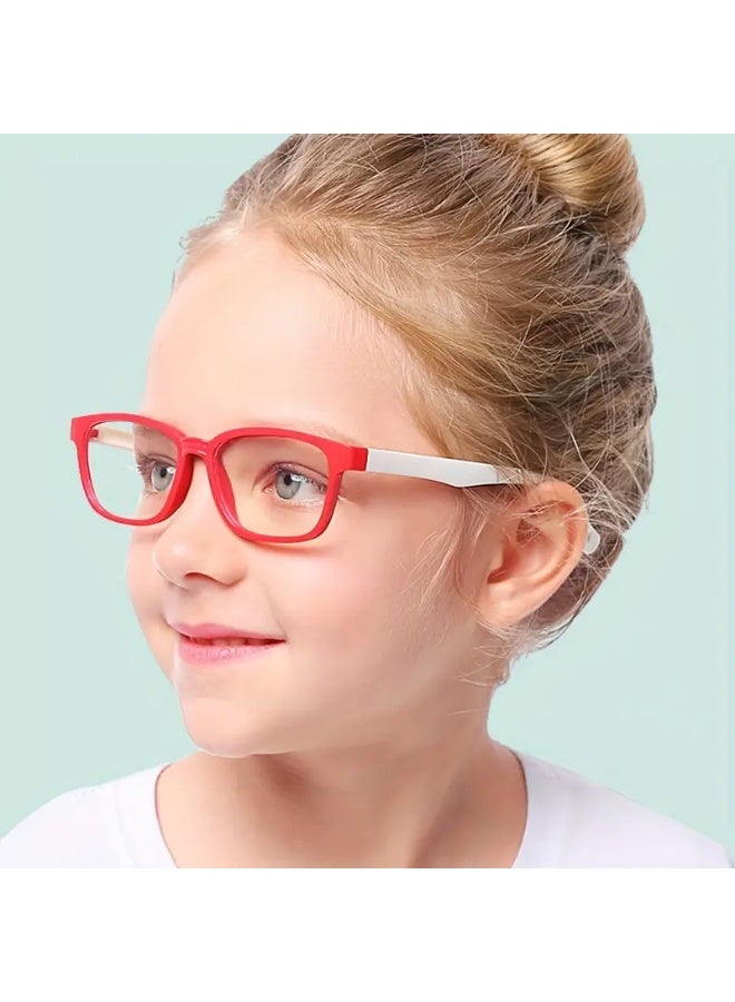 سينت هاوس زوج واحد من النظارات بإطار مربع للأطفال (3-12 سنة) - أحمر وأبيض، للجنسين للأولاد والبنات، تتضمن حافظة للنظارات - Image 1