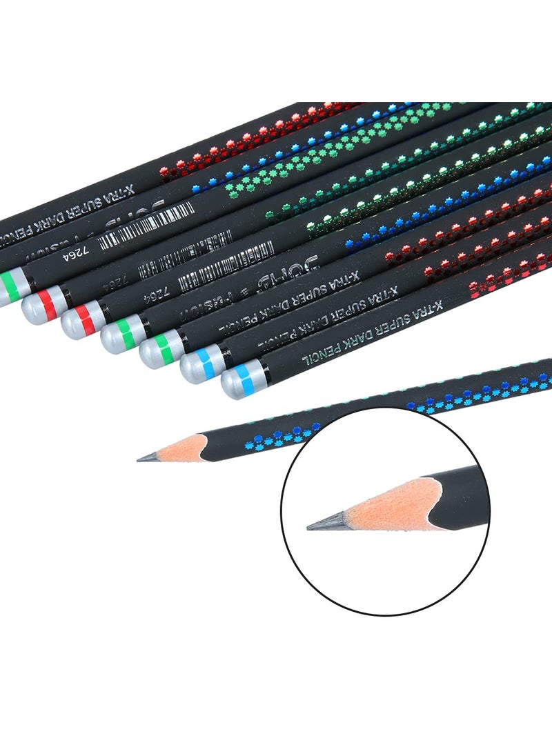 DOMS - Doms Fusion Xtra Super Dark Pencil Box Pack Dark Neat Writing Which Stays Longer Smooth Sharpning With Soft Comfortable Grip Free Scale Erasner Inside Pack of 30 Pencils - Image 1