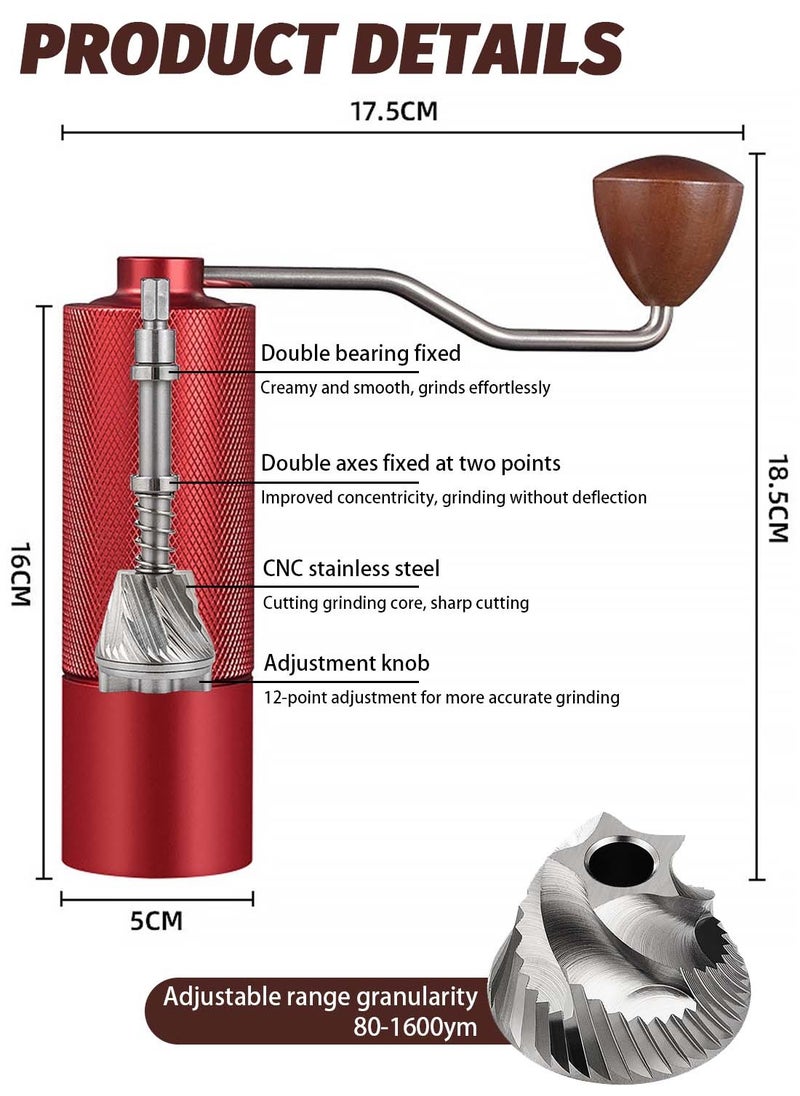 EqiEch - Manual Coffee Bean Grinder With Adjustable Setting,5-Stars CNC Stainless Steel Tapered Burr And Dual Bearing Positioning For All Coarseness From Espresso To French Press - Image 1