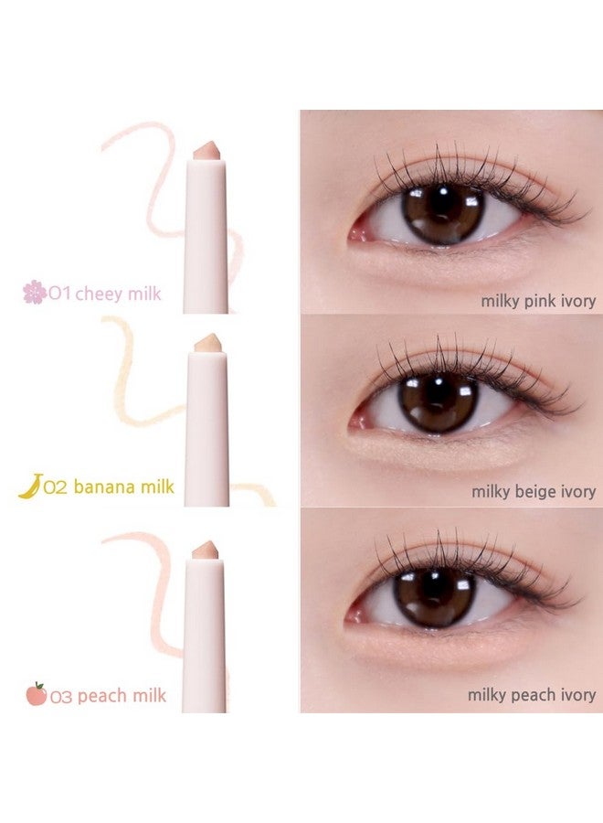 BBI@ BBIA BBIA Last Powder Pencil 3 Colors - Shimmer Glitter Stick Eyeshadow Eyeliner, Under Eye Highlighter Stick Smooth Long-Lasting Creamy Crayon Eye Shadow Liner Pencil Korean Eye Makeup (02 BANANA MILK) - Image 4