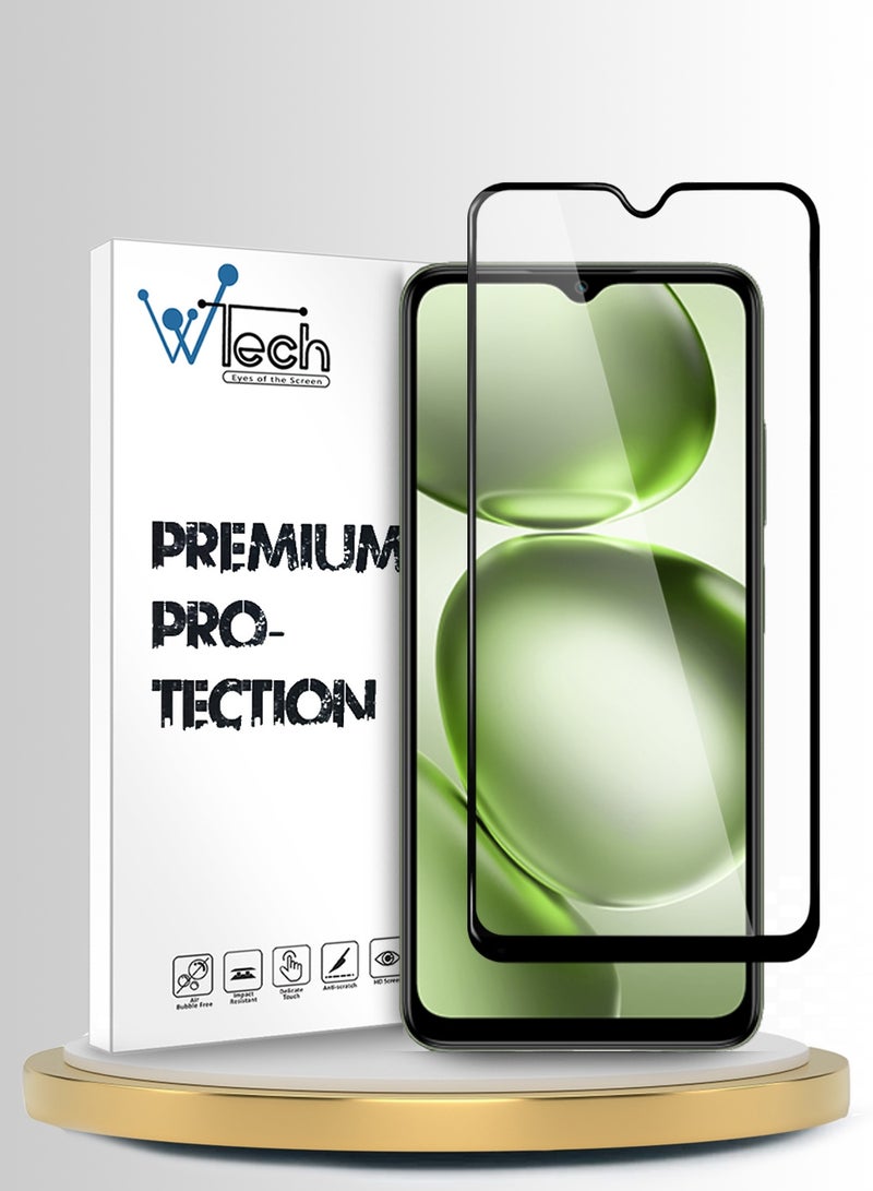 دبليو تيك حامي شاشة زجاجي مقسّى كامل الغراء كامل التغطية لسلسلة itel A100C 4G 2025 Premium E2E (MSGECN) - شفاف/أسود - Image 1