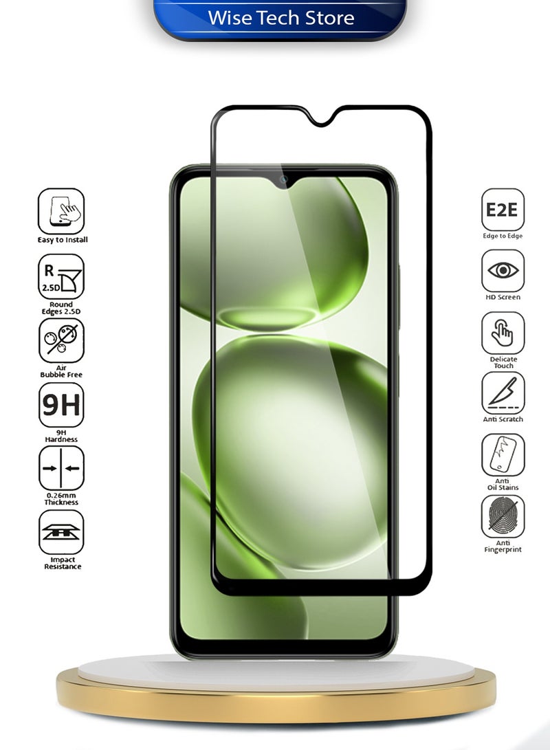 دبليو تيك حامي شاشة زجاجي مقسّى كامل الغراء كامل التغطية لسلسلة itel A100C 4G 2025 Premium E2E (MSGECN) - شفاف/أسود - Image 3