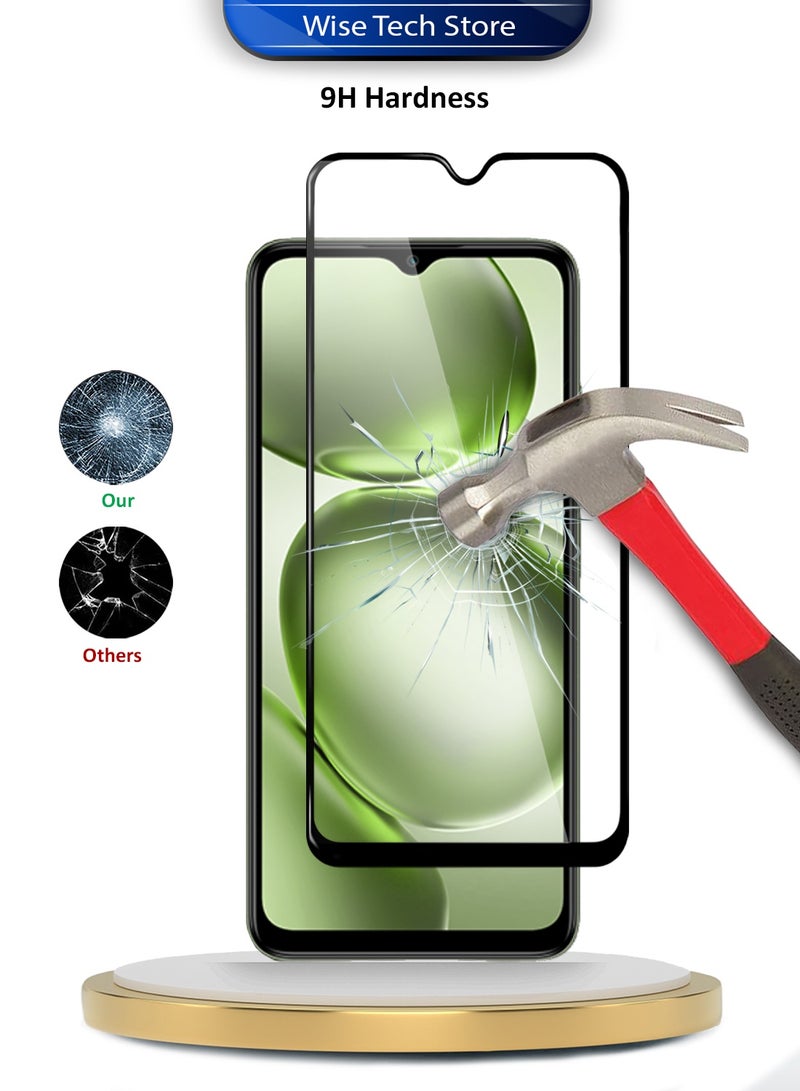 دبليو تيك حامي شاشة زجاجي مقسّى كامل الغراء كامل التغطية لسلسلة itel A100C 4G 2025 Premium E2E (MSGECN) - شفاف/أسود - Image 2