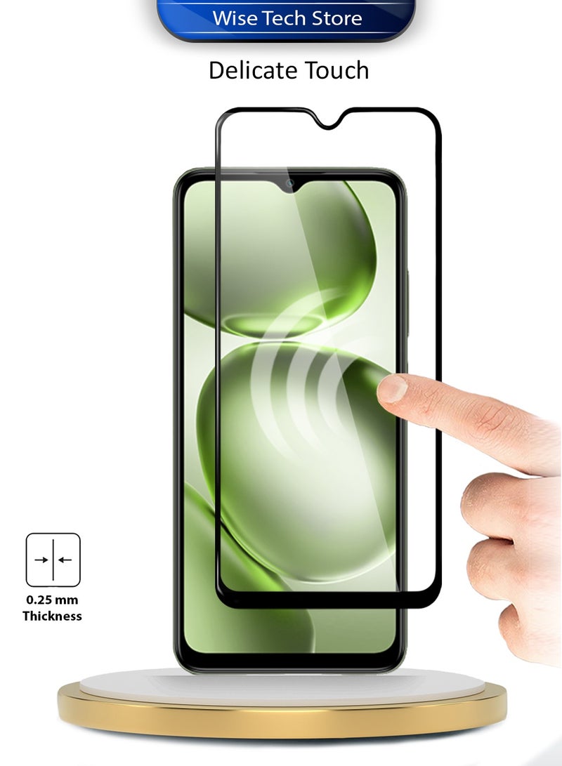 دبليو تيك حامي شاشة زجاجي مقسّى كامل الغراء كامل التغطية لسلسلة itel A100C 4G 2025 Premium E2E (MSGECN) - شفاف/أسود - Image 4