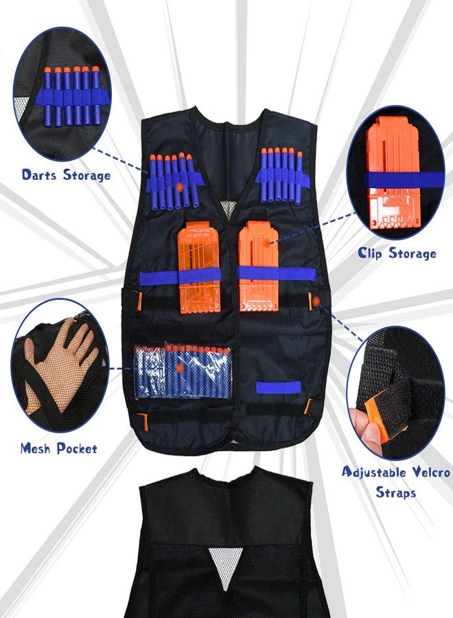 JGCWorker Kids Tactical Vest Kit for Nerf Guns N-Strike Elite Series with 40 Bullets Refill Darts, 2 Reload Clips, Dart Pouch, Tactical Masks, Hand Wrist Band and Protective Glasses Nerf Vest for Boys - Image 3