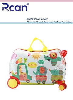 Rcan 17 Inch Cute Cartoon Childrens Ride On Suitcase Hand Luggage Cabin Luggage for Girl Boy Travel Carry On Case with Universal Wheel Kids Suitcase  - Image 1
