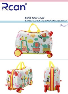 Rcan 17 Inch Cute Cartoon Childrens Ride On Suitcase Hand Luggage Cabin Luggage for Girl Boy Travel Carry On Case with Universal Wheel Kids Suitcase  - Image 3