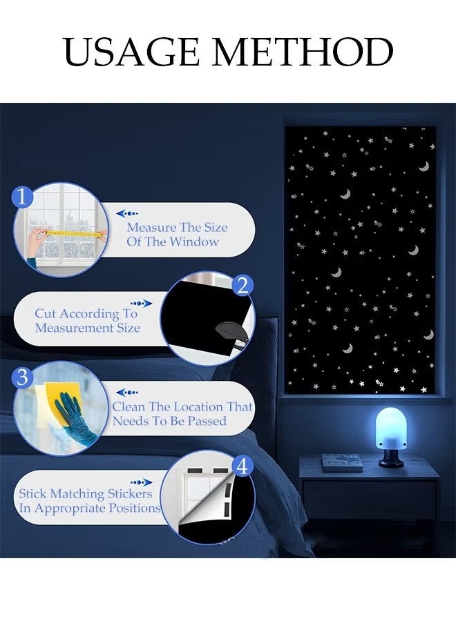 Portable travel curtains with stars and moon patterns, no drilling required, blackout blinds, suitable for home offices, children's rooms, bedrooms, cars, etc. travel blackout curtains - Image 3