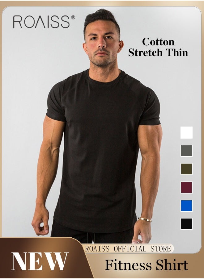 Summer Fitness Short Sleeved T Shirt for Men Casual Breathable Cotton Top Quick Drying Slim Fit Tees - pzsku/Z10026F0EEF44999ECB57Z/45/_/1709690283/2f8e2af5-ebf7-443b-942d-c960364605ff