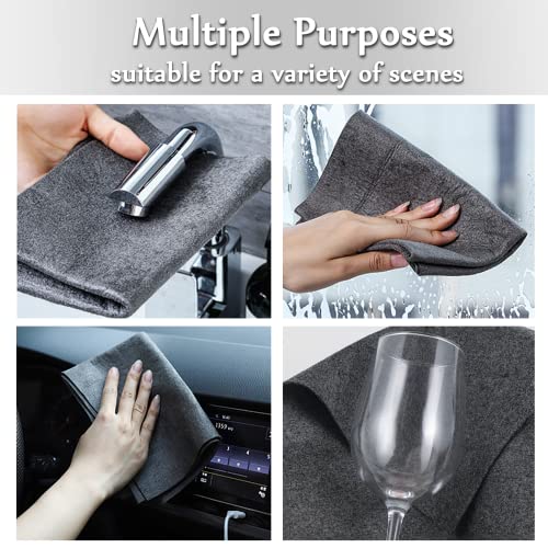XANGNIER Thickened Magic Cleaning Cloth,8 Pcs Lint Free Cloth,Reusable Microfiber Cleaning Rag for Windows,Mirror,Glass,Car,Gray - Image 5
