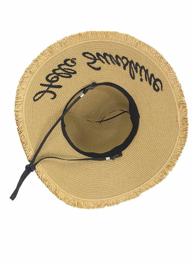 Barakah Womens Wide Brim Straw Hat Ladies Summer Beach Sun Fashion Rollable Cap UPF 50+ for Girls Women - Image 5