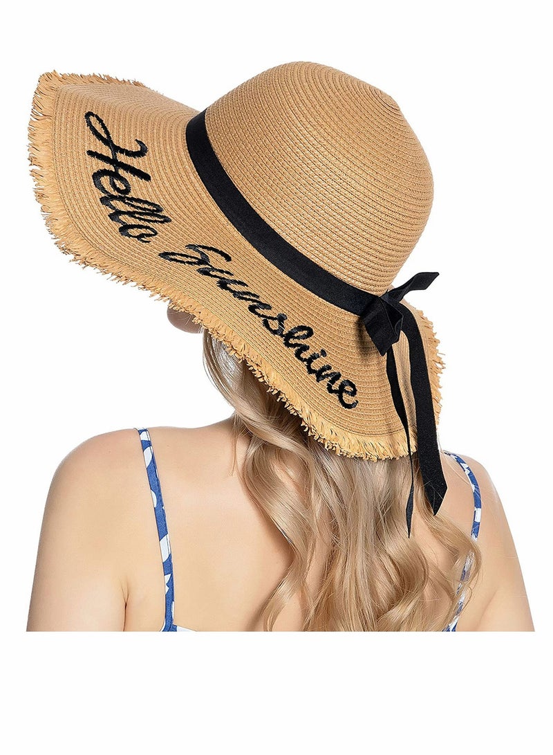 Barakah Womens Wide Brim Straw Hat Ladies Summer Beach Sun Fashion Rollable Cap UPF 50+ for Girls Women - Image 2