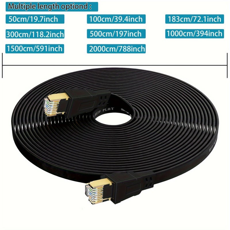 Cat 8 Ethernet Cable 3 3ft High Speed Flat Network Cable Shielded 26AWG Gold Plated RJ45 Connector 40Gbps 2000MHz Indoor Outdoor for Gaming Router Modem PC PS4 PS5 White - Image 2