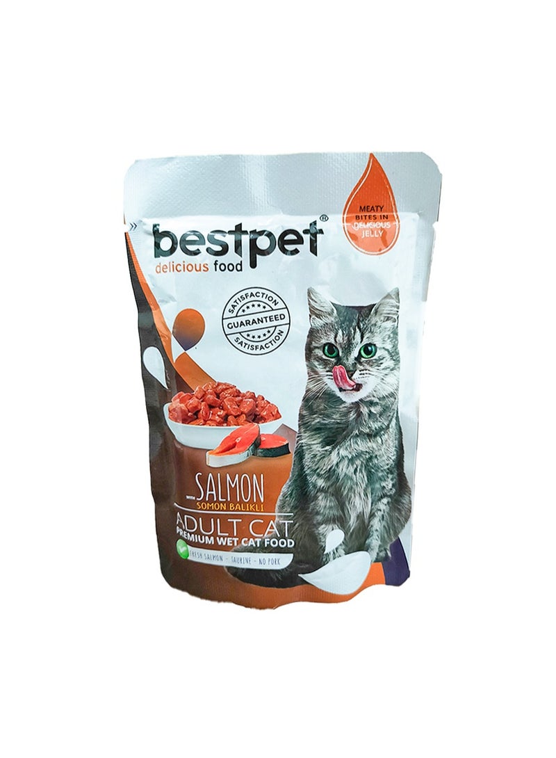 بيست بت طعام رطب للقطط البالغة من BestPet مع سمك السلمون 85 جرام