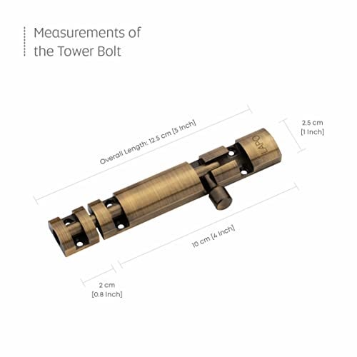 LAPO 2 Pack Premium Aluminium Tower Bolt 4 Inch/Tower Bolt for Main Door and Bathroom/Kundi/Latch/Chitakni/Latch for Main Door/Tower Bolt for Home,Offices Doors,Windows (Antique Finish, Pack of 2) - Image 3