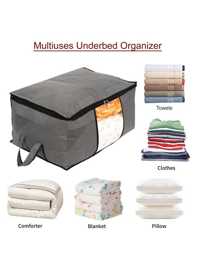 Kuber Industries Non-Woven Lining Print Blanket Cover|Clothes Organizer|Clothes Organizer With Transparent Window, Zipper Closure & Handle (Gray, Extra Large) - Image 3