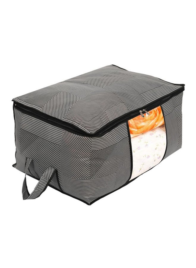 Kuber Industries Non-Woven Lining Print Blanket Cover|Clothes Organizer|Clothes Organizer With Transparent Window, Zipper Closure & Handle (Gray, Extra Large) - Image 1