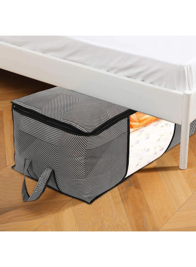 Kuber Industries Non-Woven Lining Print Blanket Cover|Clothes Organizer|Clothes Organizer With Transparent Window, Zipper Closure & Handle (Gray, Extra Large) - Image 5