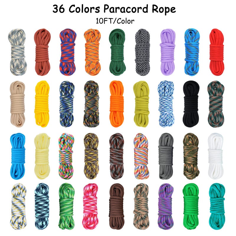 MONOBIN 36 Colors 10ft Paracord 550 Combo kit, Paracord Bracelets Making kit - Multifunction Paracord Rope with Instruction for Making Lanyard, Dog Collar, Idea for Gift (36 Colors B)â€¦ - Image 2
