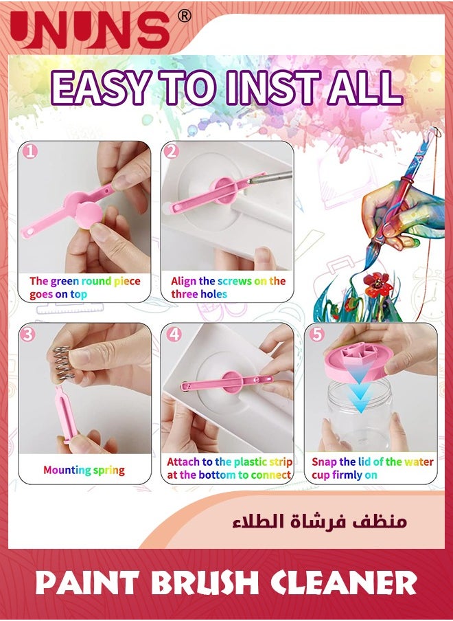 UNUNS Paint Brush Cleaner Tools,Brush Rinser Cup Painting Running Water Circulation Art Supplies For Acrylic,Watercolor and Water Based Creative Gift For Artist Kids Pink  - Image 4