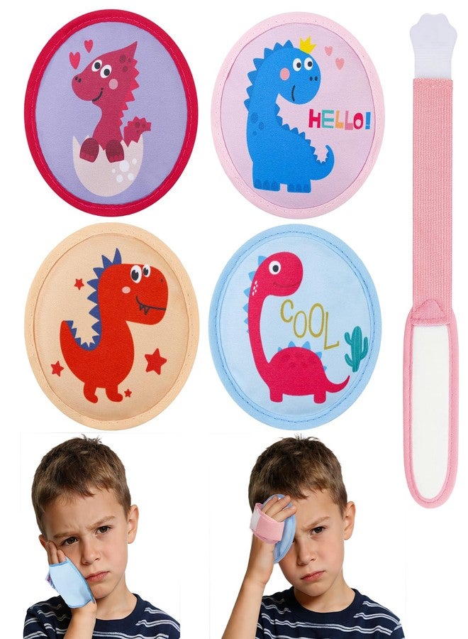 Magic Gel Kids Ice Packs for Boo Boos with Extra Adjustable Strap, 4 Pack Cute Dinosaur Mini Gel Ice Pack for Kids, Small Handheld Ice Packs, Hot Cold Therapy for Head Knee Elbow Bump Bruise- Dinosaur - Image 1