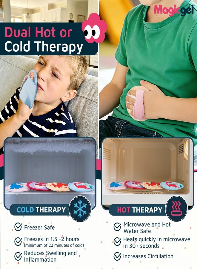 Magic Gel Kids Ice Packs for Boo Boos with Extra Adjustable Strap, 4 Pack Cute Dinosaur Mini Gel Ice Pack for Kids, Small Handheld Ice Packs, Hot Cold Therapy for Head Knee Elbow Bump Bruise- Dinosaur - Image 3
