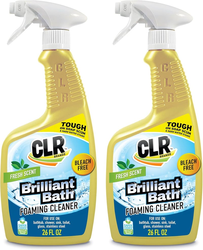 CLR Brilliant Bath Foaming Bathroom Cleaner Spray - For Use On Toilet, Bath, Shower, Sink, Glass, Stainless Steel - Fresh Scent, 26 Ounce Bottle (Pack Of 2) - Image 1