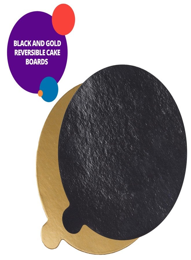 DecoPac 5" Round Black/Gold Reversible Waxed Corrugated Cake Board, Gloss Shiny Finish For Cakes, Cupcakes, Desserts, 4.9 x 4.9 x 0.06 inches, Pack of 50 - Image 3