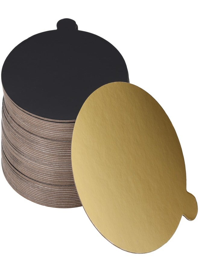 DecoPac 5" Round Black/Gold Reversible Waxed Corrugated Cake Board, Gloss Shiny Finish For Cakes, Cupcakes, Desserts, 4.9 x 4.9 x 0.06 inches, Pack of 50 - Image 1