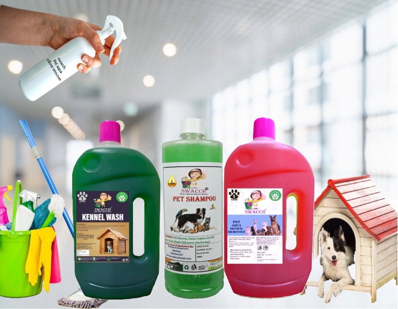 swacch Kennel Wash (Jasmine) + Pet Shampoo (Neem Alovera) I Pet Aqua Odour Remover (Rose) 1 Litre Combo Pack of 3 Economical Pack I Dog and Cat Friendly - Image 2