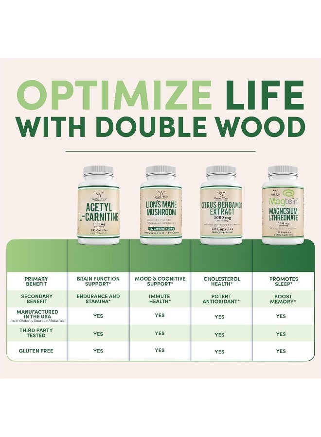 Double Wood Supplements Magnesium Glycinate 400mg, 180 Capsules (Vegan Safe, Manufactured and Third Party Tested in The USA, Gluten Free, Non-GMO) High Absorption Magnesium for Sleep by Double Wood Supplements - Image 3