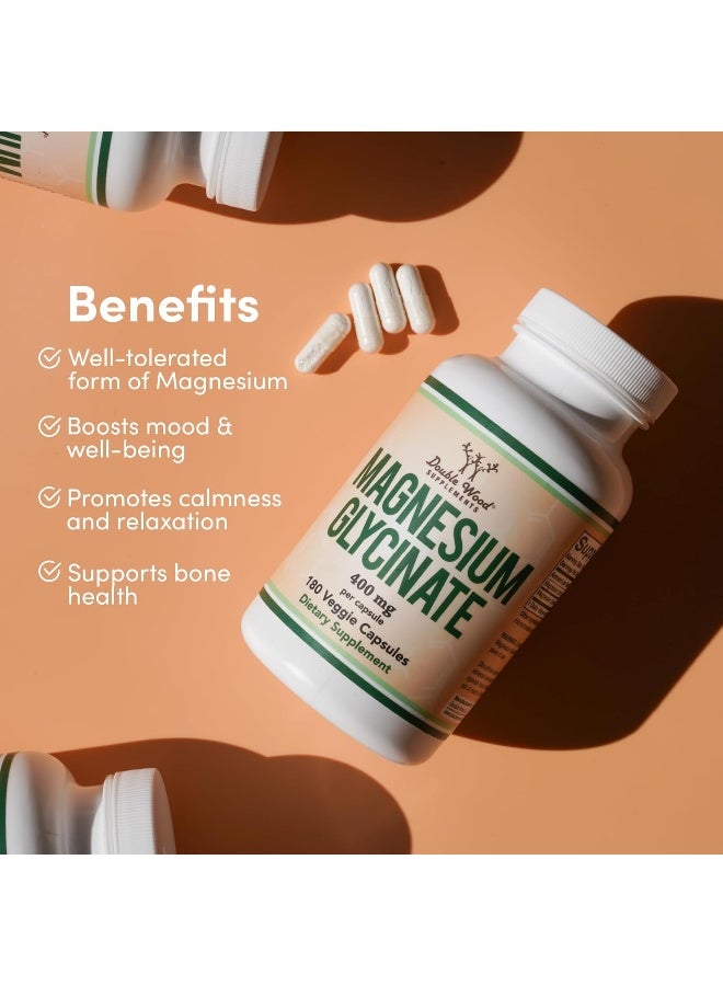 Double Wood Supplements Magnesium Glycinate 400mg, 180 Capsules (Vegan Safe, Manufactured and Third Party Tested in The USA, Gluten Free, Non-GMO) High Absorption Magnesium for Sleep by Double Wood Supplements - Image 5