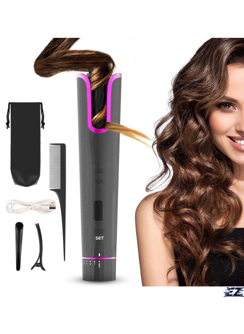 ELTRAZONE Cordless Automatic Curling Iron Wand – USB Rechargeable Self-Rotating Curling Iron for Waves, Portable Hair Styler for Travel - Image 1