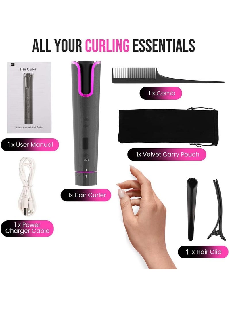 ELTRAZONE Cordless Automatic Curling Iron Wand – USB Rechargeable Self-Rotating Curling Iron for Waves, Portable Hair Styler for Travel - Image 5