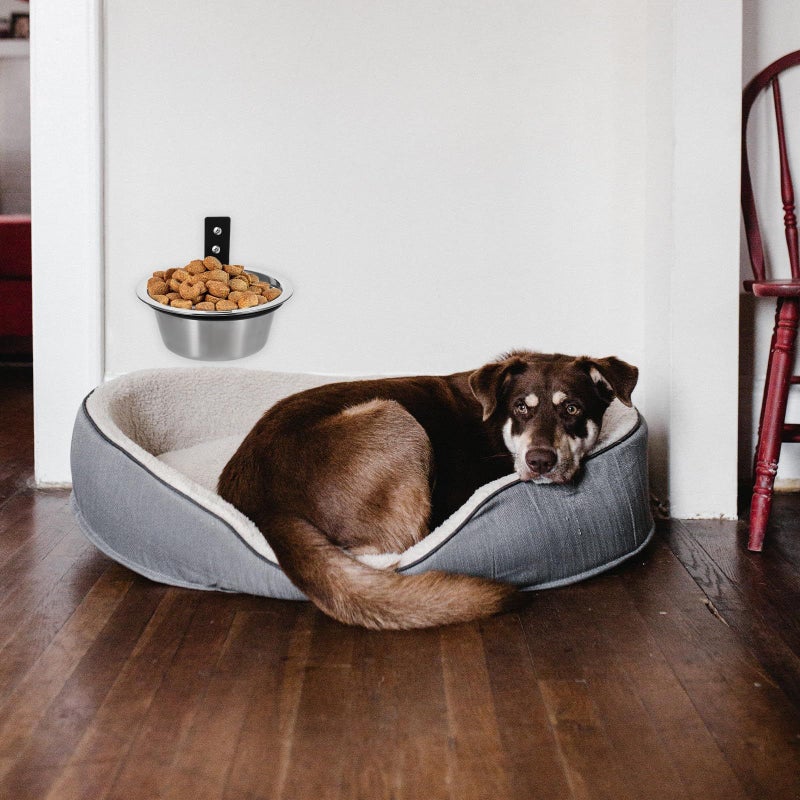 Luxshiny Elevated Dog Bowl Set Wall Mounted 6 Inch Raised Anti Tip Stainless Steel Feeding Dishes - Image 5