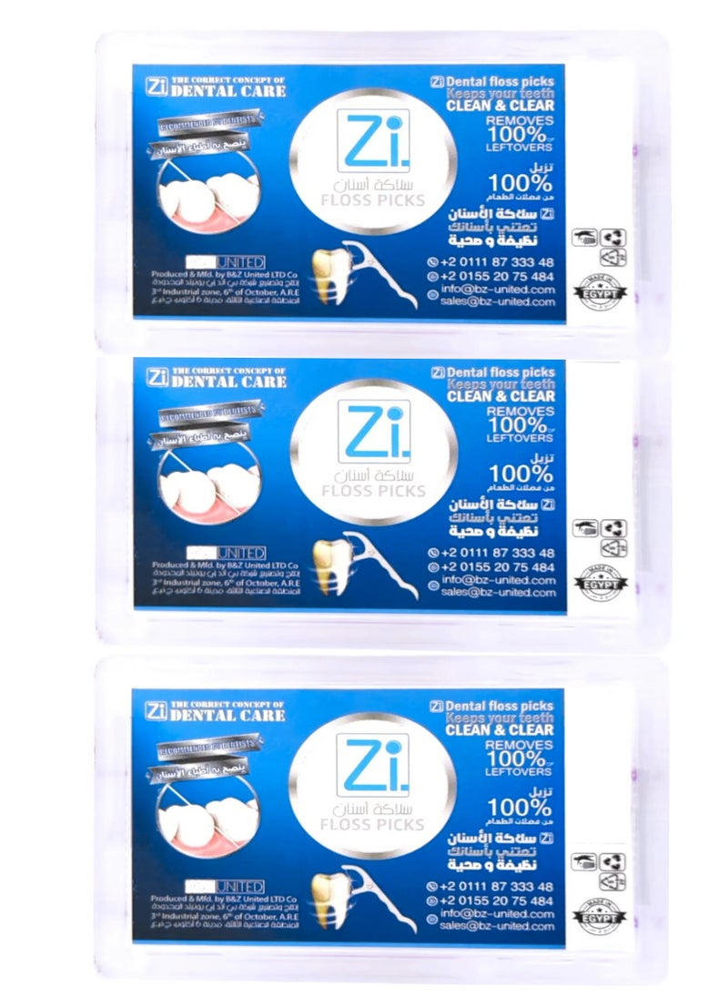 zi Zi Dental Care Dental Floss Picks Set - 30 Picks/3 BOX 