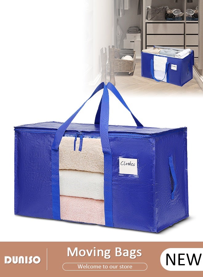 DUNISO Moving Boxes, Storage Bins for Clothes, Blankets, Comforters, Foldable with Clear Window, Large Bags with Sturdy Handles for College Move in, Totes for Storage and Camping  - Image 1