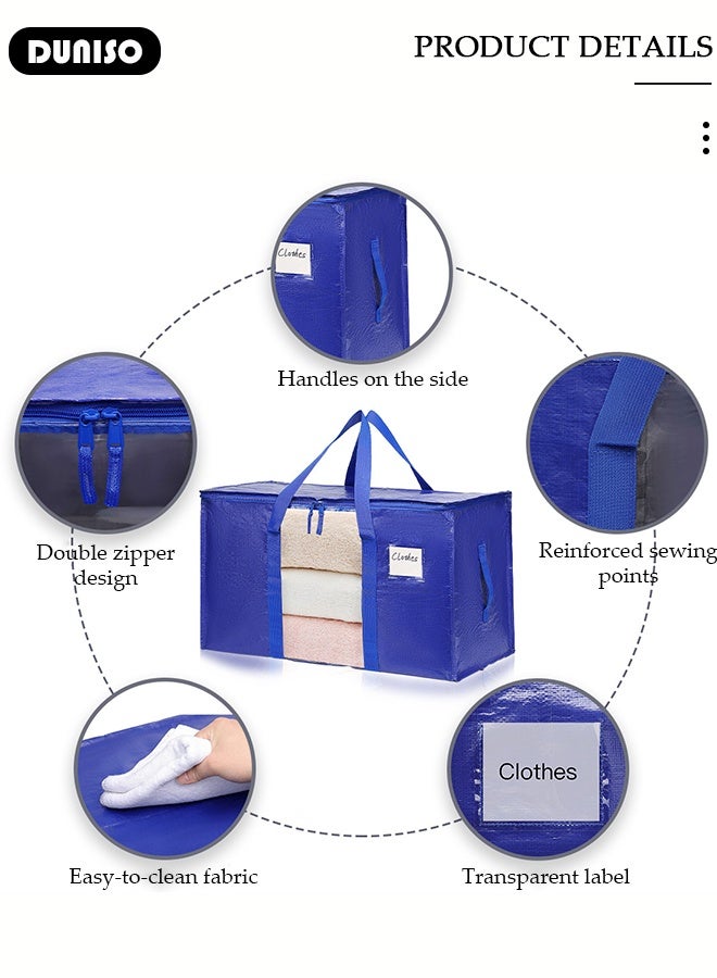 DUNISO Moving Boxes, Storage Bins for Clothes, Blankets, Comforters, Foldable with Clear Window, Large Bags with Sturdy Handles for College Move in, Totes for Storage and Camping  - Image 2