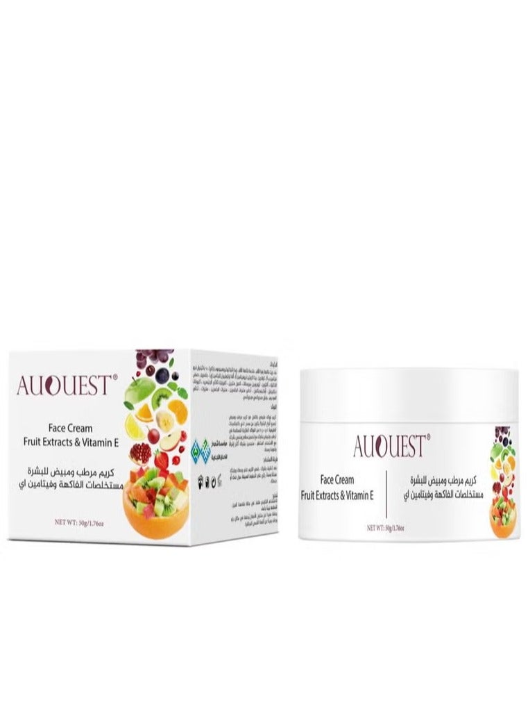 AuQuest Moisturizing and whitening skin cream with fruit extracts and vitamin E, 50 grams
