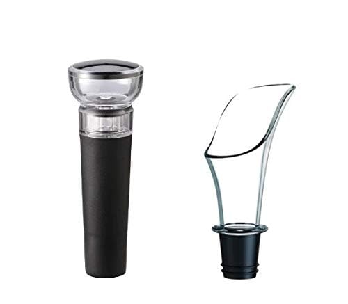 Iktu Set of 2, Luxury Wine Pourer and Stopper, Pour Spout and Vacuum Stopper for Red Wine Bottles - Image 3