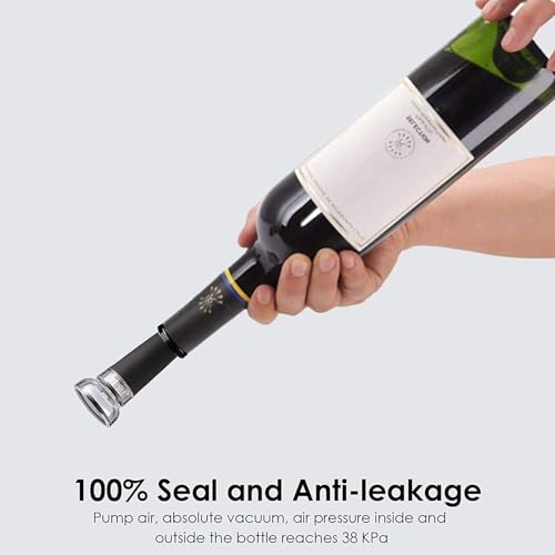 Iktu Set of 2, Luxury Wine Pourer and Stopper, Pour Spout and Vacuum Stopper for Red Wine Bottles - Image 5