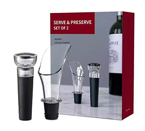 Iktu Set of 2, Luxury Wine Pourer and Stopper, Pour Spout and Vacuum Stopper for Red Wine Bottles - Image 2