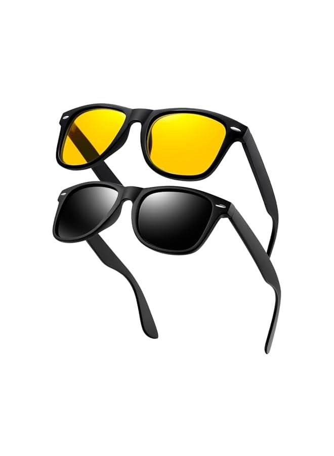 بروماس نظارات شمسية مستقطبة للرجال، نظارات شمسية مربعة أنيقة للنساء، ظلال كلاسيكية للنساء، قيادة الصيد في الهواء الطلق حماية 100% من الأشعة فوق البنفسجية 400 (زوجان) - Image 1