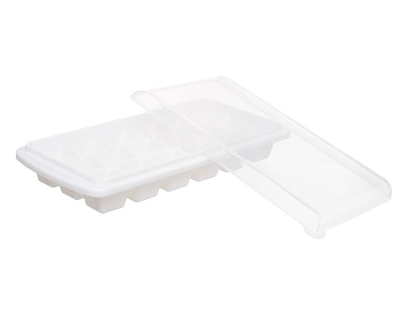 Plastic Ice Cube Tray 18 Cubes with Airtight Lid Leakproof Durable Flexible Easy to Remove Dishwasher White - Image 3