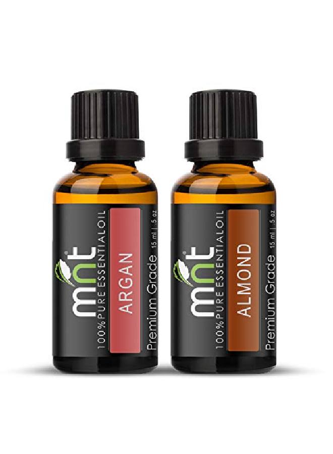 MNT Combo of Argan Oil and Almond Oil For Hair Growth Skin care (Each 15ML) 100% Pure l Oil - Image 1
