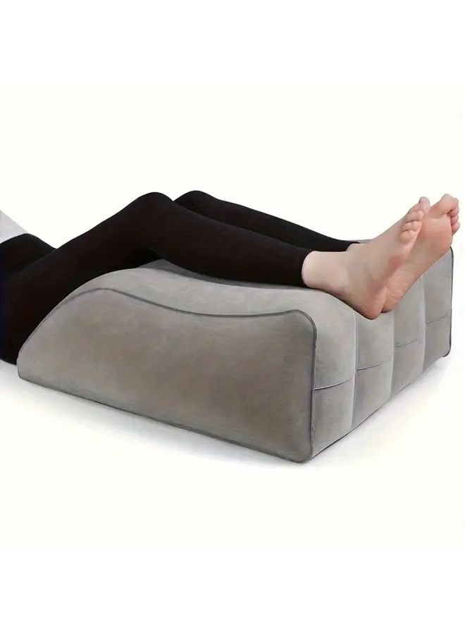 Gray Inflatable Leg Elevation Pillow for Blood Circulation Adjustable Height Bed Wedge Cushion with Air Inflation Hand Washable Aid for Calf Ankle Ideal for Travel Post Surgery Recovery - Image 1