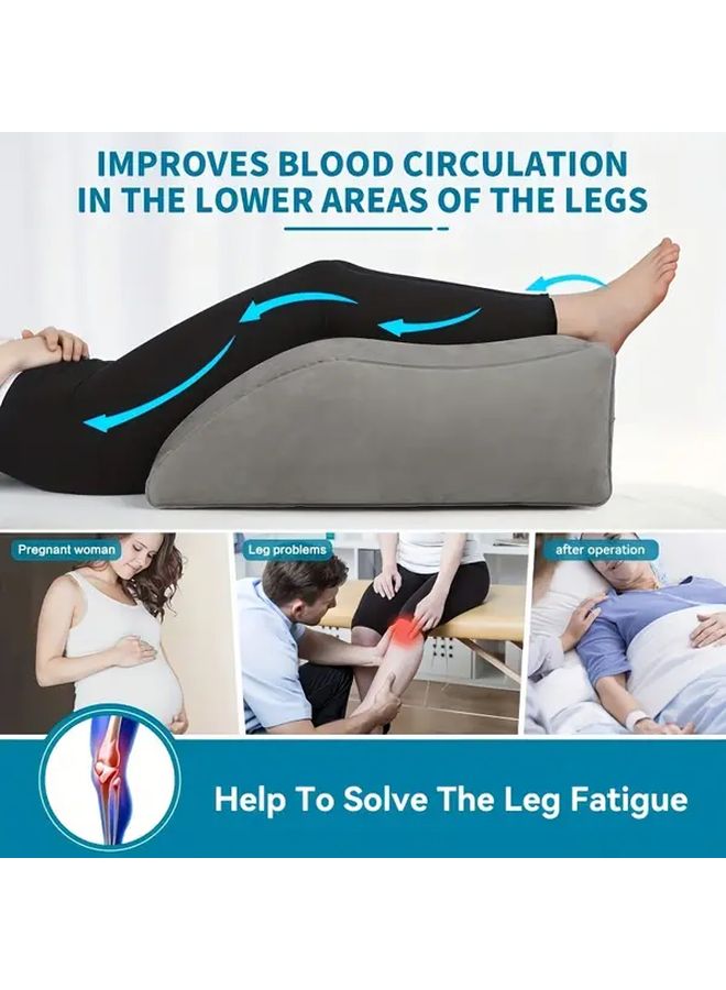 Gray Inflatable Leg Elevation Pillow for Blood Circulation Adjustable Height Bed Wedge Cushion with Air Inflation Hand Washable Aid for Calf Ankle Ideal for Travel Post Surgery Recovery - Image 5