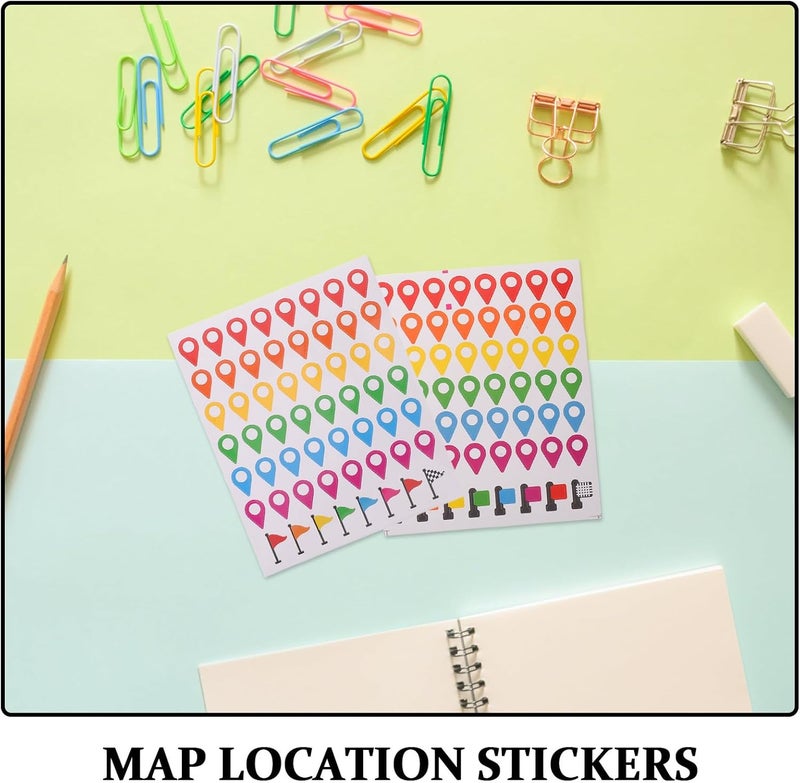 12 Sheets Map Location Marker Pointer Stickers - Travel Airplane Planner Stickers - Map Airplanes Marker Colorful Plane Labels for Scrapbooking Calendars Journals - Image 3